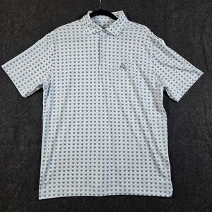 Rhoback Men’s One Love Performance Polo White Blue Hearts Print Sz M